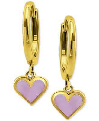 Giani Bernini - Pink Shell Heart Dangle Hoop Drop Earrings in 18k Gold-Plated Sterling Silver