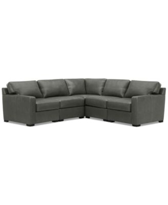 Furniture - Radley 5-Pc. Leather Square Corner 100" x 100" L Shape Modular Sectional