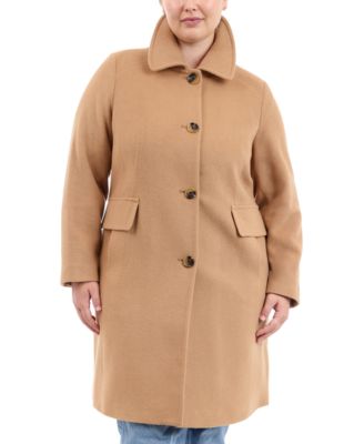 Anne Klein - Plus Size Single-Breasted Walker Coat