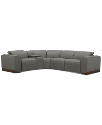 Furniture - Lovro 5-Pc. Leather Sectional with 2 Power Motion Chairs & 1 Console