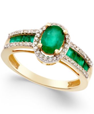 Macy's - Emerald (1-1/3 ct. t.w.) and Diamond (1/4 ct. t.w.) Ring in 14k Gold (Also in Sapphire & Ruby)