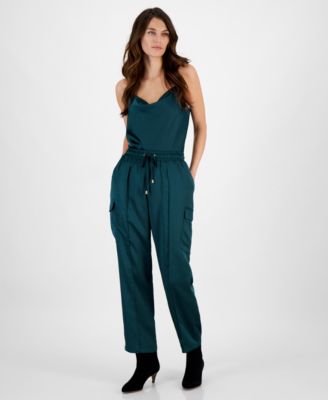 Tahari ASL - Women's High Rise Drawstring-Waist Cargo Pants