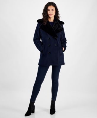 Michael Kors - Women's Faux-Fur-Collar Coat