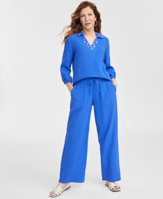 JM Collection - Wide Leg Gauze Pants