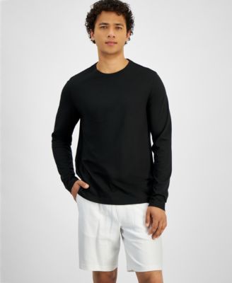 Michael Kors - Men's Modern-Fit Stretch Mercerized Piqu&eacute; Long-Sleeve T-Shirt