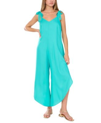 Vince Camuto - Solid Tie-Shoulder Cascading Jumpsuit