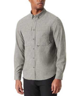 BASS OUTDOOR - Men's Classic Fit Heathered Button-Down Flannel Shirt
