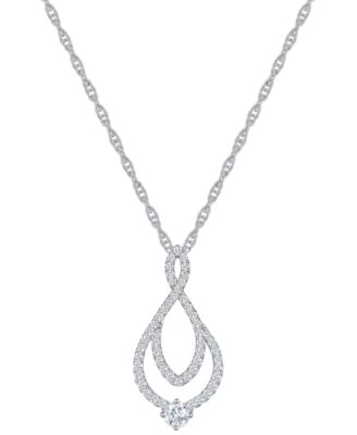 Macy's - Diamond Abstract Swirl 18" Pendant Necklace (1/2 ct. t.w.) in 10k White Gold
