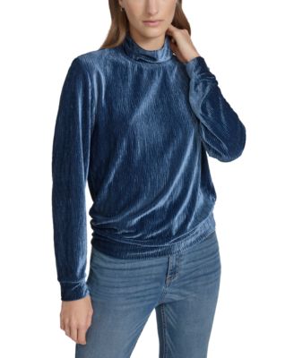 Marc New York - Women's Wavy Velvet Turtleneck Top