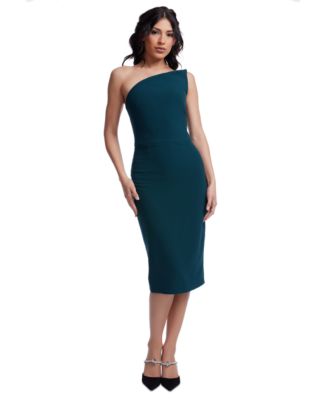 Dress the Population - Women's Milan Asymmetric-Neck Fitted Dress