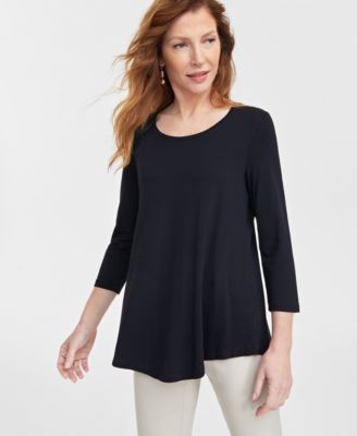 JM Collection - Three-Quarter-Sleeve Scoop-Neck Top