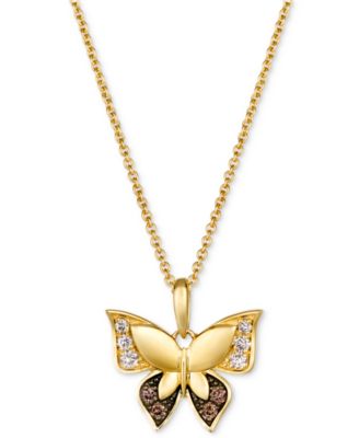Le Vian - Chocolate Diamond & Nude Diamond Butterfly 18" Pendant Necklace (1/6 ct. t.w.) in 14k Gold