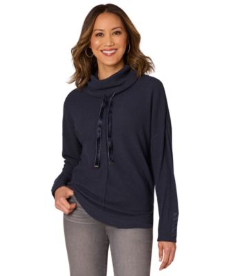 Democracy - Petite Cowl-Neck Long-Sleeve Top