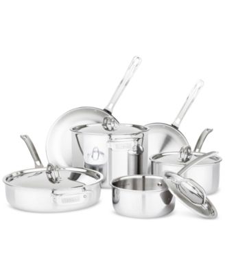 Viking - 3-Ply Stainless Steel 10-Pc. Cookware Set with Stainless Steel Lids