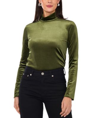 1.STATE - Women's Long-Sleeve Velour Mock-Neck Top