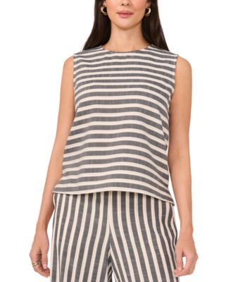 Vince Camuto - Women's Striped Sleeveless Round-Neck Top