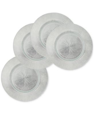 American Atelier - Silver Antiqued Glass Charger Plates, Set of 4
