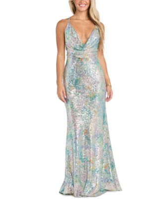 Morgan & Company - Women's Sequined Cowlneck Gown