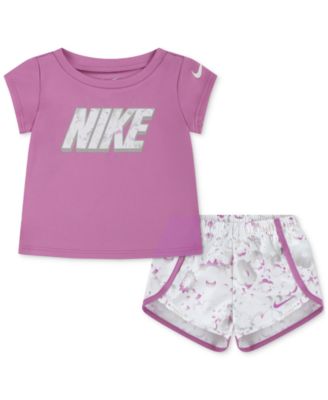 Nike - Baby Girls Dri-FIT Flow-ral T-Shirt & Shorts, 2 Piece Set