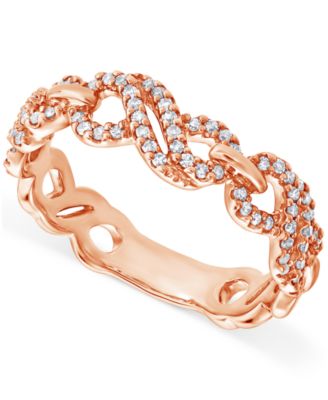 Macy's - Diamond Openwork Infinity Link Ring (1/4 ct. t.w.) in 14k Rose Gold