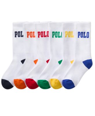 Polo Ralph Lauren - Little & Big Boys Performance Polo Logo Cushioned Crew Socks, 6-Pack