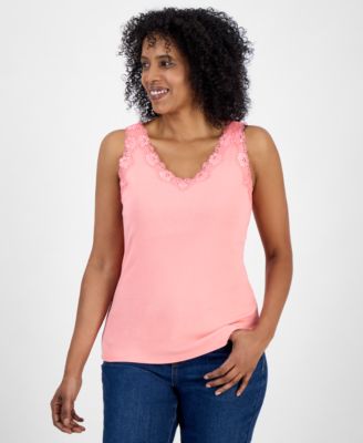 Style & Co - Women's Lace-Trim Cotton Tank Top