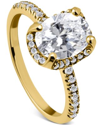 Giani Bernini - Cubic Zirconia Oval Halo Ring in 18k Gold-Plated Sterling Silver