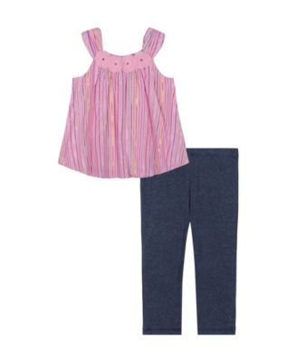 Kids Headquarters - Baby Girls Metallic-Striped Tunic & Capri Leggings, 2 Piece Set