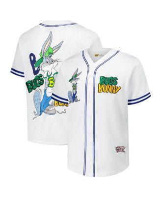 Freeze Max - Men's White Looney Tunes Bugs Bunny Hip Hop Bugs Button-Up Baseball Jersey