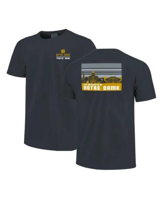 Image One - Men's Navy Notre Dame Fighting Irish Striped Campus Skyline T-Shirt