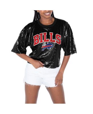 Gameday Couture - Women's  Black Buffalo Bills Rise Up Sequin Cropped T-Shirt