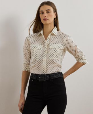 Lauren Ralph Lauren - Women's Classic-Fit Polka-Dot Cotton Voile Shirt