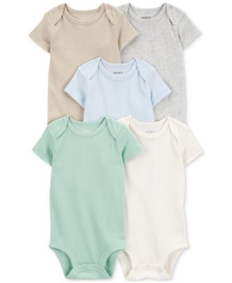 Carter's - Baby Short-Sleeve Ribbed Cotton Bodysuits, Pack of 5