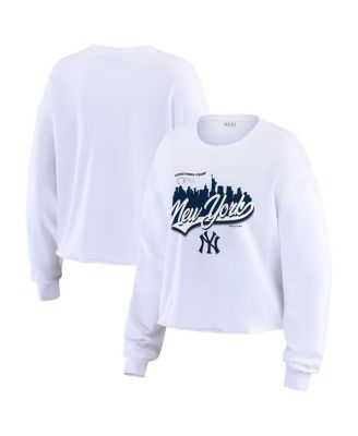 WEAR by Erin Andrews - Women's White New York Yankees Domestic Postcard Long Sleeve T-Shirt