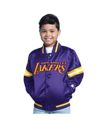 Starter - Big Boys and Girls Purple Los Angeles Lakers Scrimmage Full-Snap Varsity Jacket
