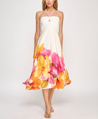 Trixxi - Juniors' Halter-Neck Floral-Print Midi Dress