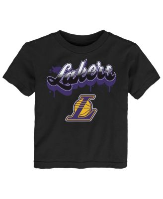 Outerstuff - Big Boys and Girls Black Los Angeles Lakers Bubbly Script T-Shirt