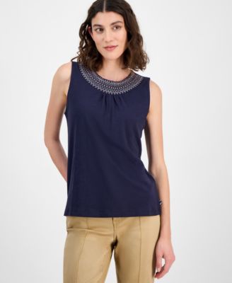 Nautica Jeans - Women's Smocked-Neck Tank Top