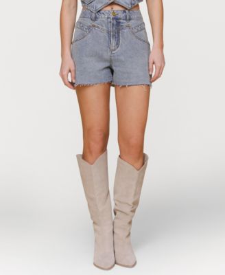 Avec Les Filles - Women's Yoke Detail Denim Shorts