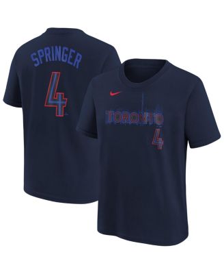 Nike - Big Boys and Girls George Springer Navy Toronto Blue Jays Fuse City Connect Name Number T-Shirt