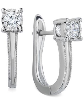 TruMiracle - Diamond Leverback Hoop Earrings (1/2 ct. t.w.) in 10k White Gold