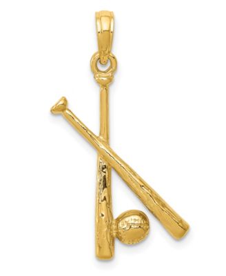 Macy's - Baseball Bat and Ball Pendant in 14k Yellow Gold