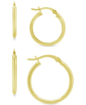 Macy's - 2-Pc. Set Polished Small Hoop Earrings in 18k Gold-Plated Sterling Silver