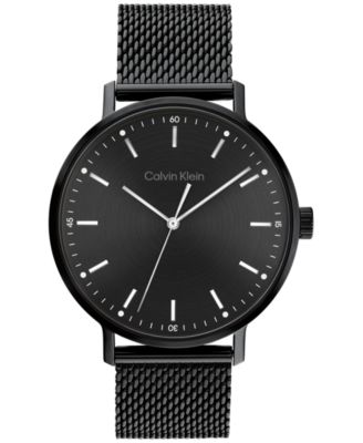 Calvin Klein - Men's Black-Tone Stainless Steel Mesh Bracelet Watch 42mm