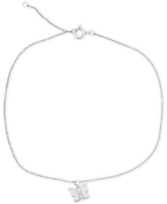 Macy's - Diamond Accent Butterfly Ankle Bracelet in Sterling Silver