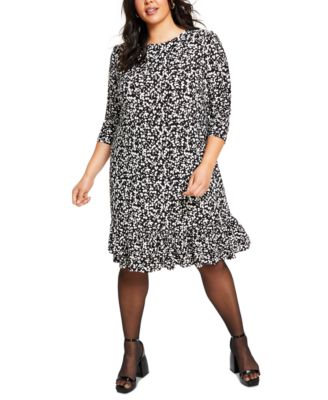 Tommy Hilfiger - Plus Size Playful-Petal-Print Ruffled Jersey Dress