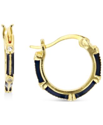 Macy's - Cubic Zirconia & Enamel Small Hoop Earrings, 0.55"