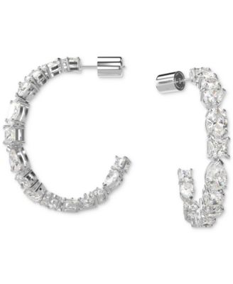 Swarovski - Rhodium-Plated Medium Mixed Crystal C-Hoop Earrings, 1.54"