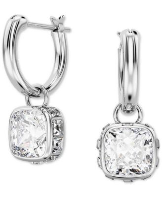 Swarovski - Zirconia & Crystal Square Dangle Hoop Earrings