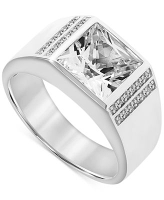 Macy's - Men's Lab-Created White Sapphire (6-1/3 ct. t.w.) Ring in Sterling Silver